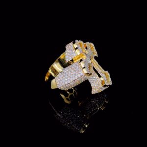 Iced Out Cross Ring Made In 18 / 14 / 10 KT Gold Embellished With Shinny Moissanite Diamonds For The Birthday And Religious Gift Unisex Ring