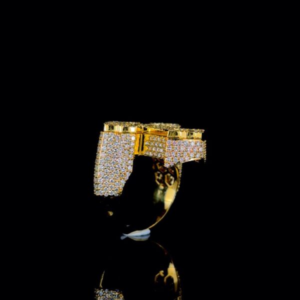 Iced Out Cross Ring Made In 18 / 14 / 10 KT Gold Embellished With Shinny Moissanite Diamonds For The Birthday And Religious Gift Unisex Ring