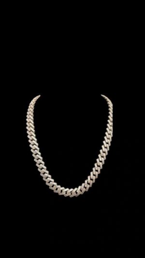Iced Out 12 mm Miami Cuban Baguette Chain Made In 10 KT Gold & 925 Sterling Silver Embellished With Shinny Moissanite Diamonds For The Gift