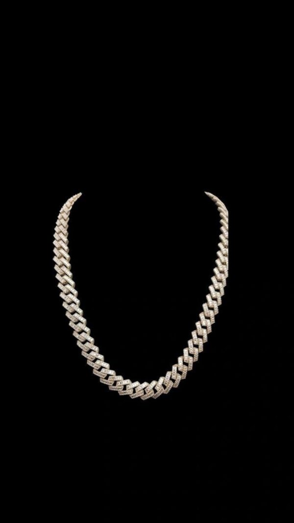 Iced Out 12 mm Miami Cuban Baguette Chain Made In 10 KT Gold & 925 Sterling Silver Embellished With Shinny Moissanite Diamonds For The Gift
