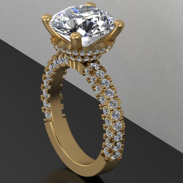 Glamorous Bridal Engagement Ring Made In 18 / 14 / 10 KT Gold Embellished With Certified Lab Diamonds For The Engagement And Wedding Gift