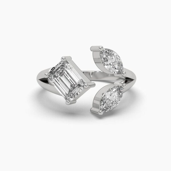 Beautiful Emerald And Marquise Diamond Ring Made In 18/14/10 KT Gold Studded With Certified Lab Diamond For The Wedding And Anniversary Gift