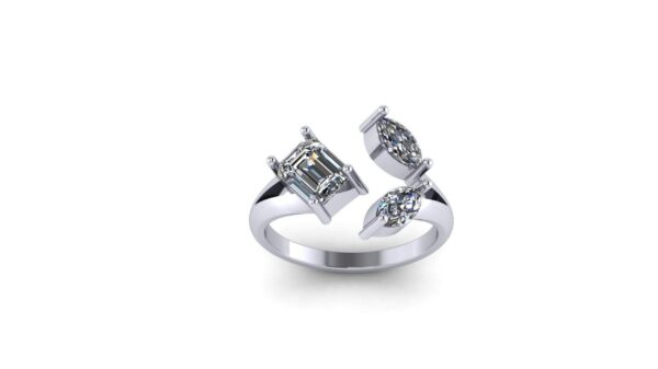 Beautiful Emerald And Marquise Diamond Ring Made In 18/14/10 KT Gold Studded With Certified Lab Diamond For The Wedding And Anniversary Gift