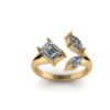 Beautiful Emerald And Marquise Diamond Ring Made In 18/14/10 KT Gold Studded With Certified Lab Diamond For The Wedding And Anniversary Gift