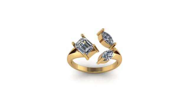 Beautiful Emerald And Marquise Diamond Ring Made In 18/14/10 KT Gold Studded With Certified Lab Diamond For The Wedding And Anniversary Gift