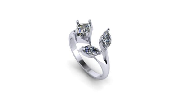 Beautiful Emerald And Marquise Diamond Ring Made In 18/14/10 KT Gold Studded With Certified Lab Diamond For The Wedding And Anniversary Gift