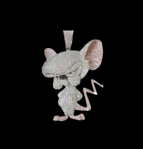 3D Cartoon Shaped Pendant Made in 925 Sterling Silver Studded with VVS Colorless Moissainite Stone, Designer Trendy Pendant Carton Jewelry