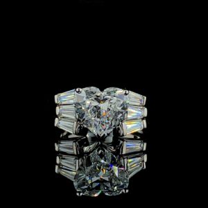 Heart Shaped Diamond Engagement Ring Combo Made In 18/14/10 KT Gold Studded With Certified Lab Diamonds For The Wedding And Anniversary Gift