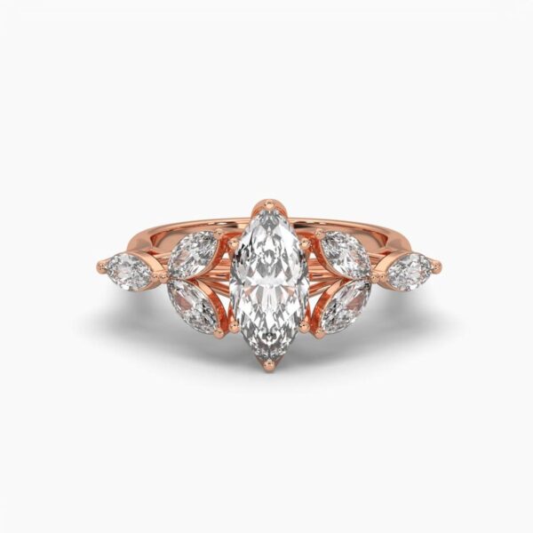 Beautiful Marquise Wedding Ring Made In 18 / 14 / 10 KT Gold Embellished With Certified Lab Diamonds For The Wedding And Anniversary Gift