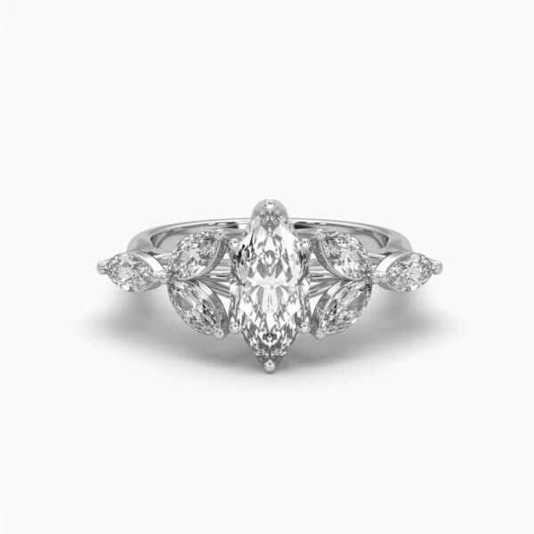 Beautiful Marquise Wedding Ring Made In 18 / 14 / 10 KT Gold Embellished With Certified Lab Diamonds For The Wedding And Anniversary Gift