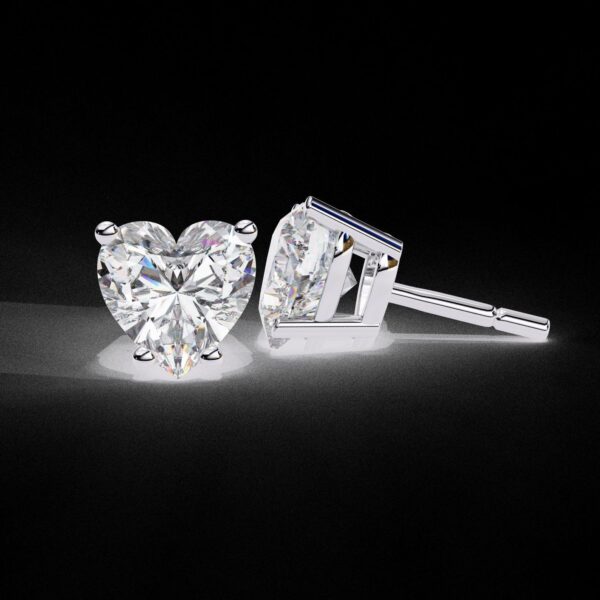 Heart-Shaped Diamond Stud Earrings Made In 18 / 14 / 10 KT Gold Embellished With Certified Lab Diamond For The Birthday And Anniversary Gift