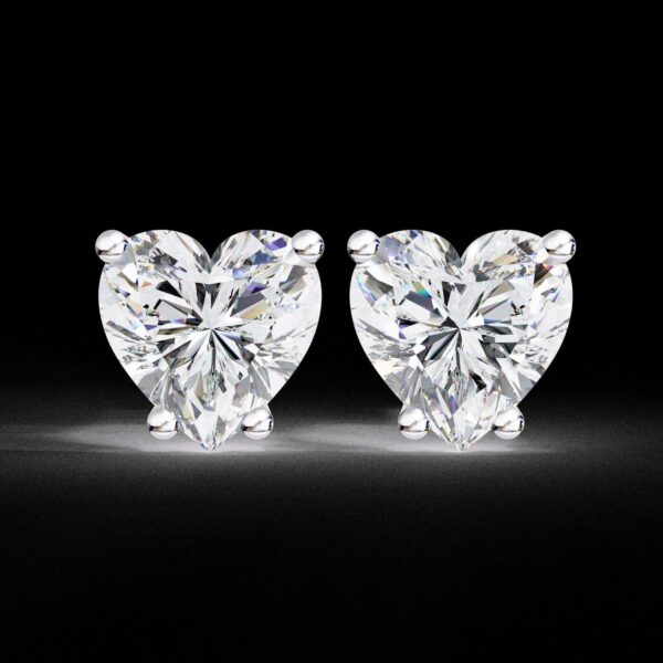 Heart-Shaped Diamond Stud Earrings Made In 18 / 14 / 10 KT Gold Embellished With Certified Lab Diamond For The Birthday And Anniversary Gift