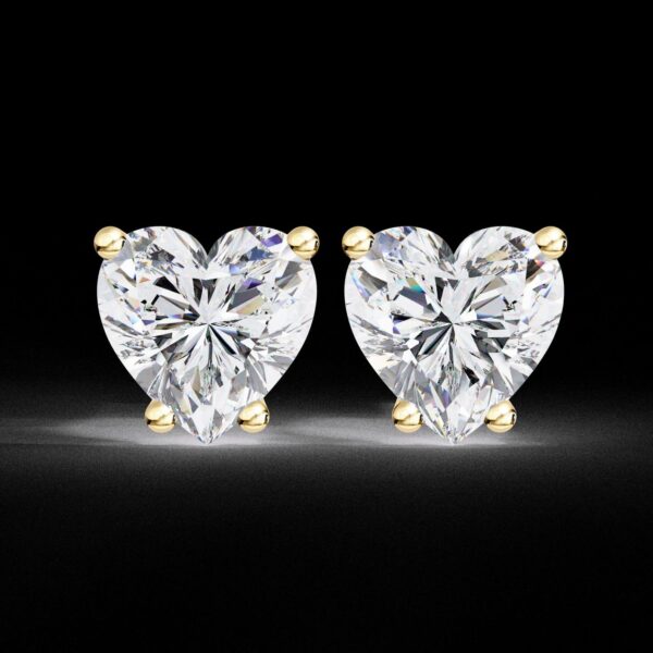 Heart-Shaped Diamond Stud Earrings Made In 18 / 14 / 10 KT Gold Embellished With Certified Lab Diamond For The Birthday And Anniversary Gift
