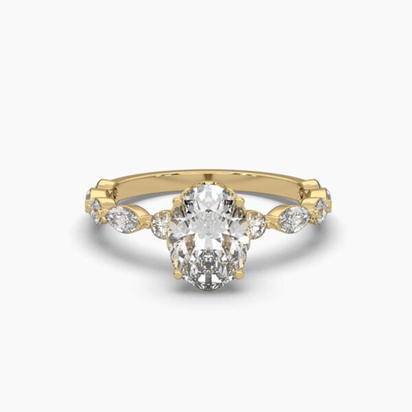 Elegant 1 ct Oval Diamond Engagement Ring Made In 18/14/10 KT Gold Studded With Certified Lab Diamonds For The Wedding And Engagement Ring