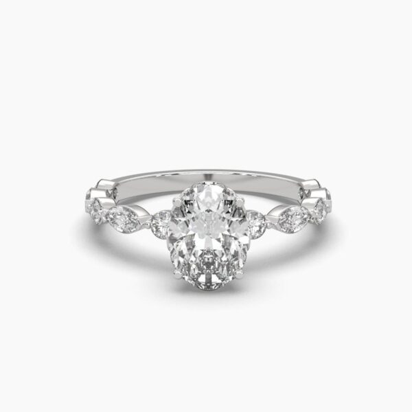Elegant 1 ct Oval Diamond Engagement Ring Made In 18/14/10 KT Gold Studded With Certified Lab Diamonds For The Wedding And Engagement Ring