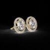 1 Ct Oval Halo Diamond Stud Earrings Made In 18/14/10 KT Gold Embellished With Certified Lab Diamonds For The Birthday And Anniversary Gift