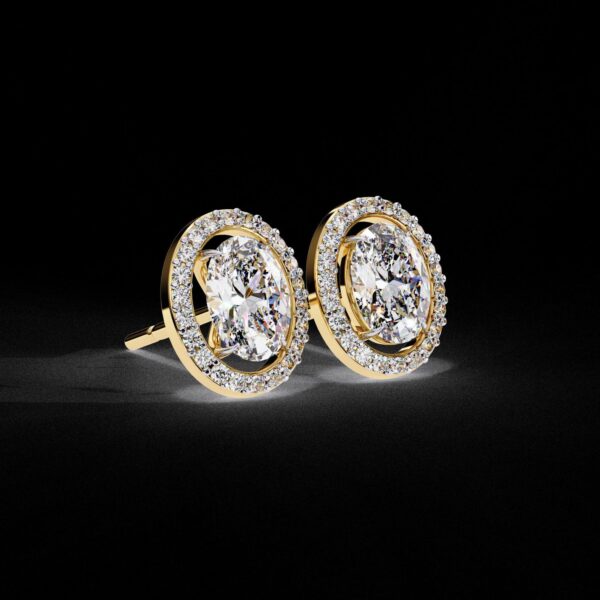 1 Ct Oval Halo Diamond Stud Earrings Made In 18/14/10 KT Gold Embellished With Certified Lab Diamonds For The Birthday And Anniversary Gift