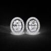 1 Ct Oval Halo Diamond Stud Earrings Made In 18/14/10 KT Gold Embellished With Certified Lab Diamonds For The Birthday And Anniversary Gift