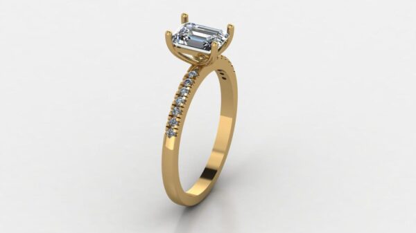 Beautiful Solitaire Emerald Ring Made In 1 8/14/10 KT Gold Embellished With Shinny Moissanite Diamonds For The Wedding And Anniversary Gift