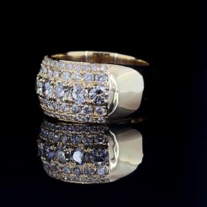 Royal Ice Luxury Multi Row Diamond Ring Made In 18/14/10 KT Gold Studded With Shinny Moissanite Diamonds For The Birthday Gift Unisex Ring