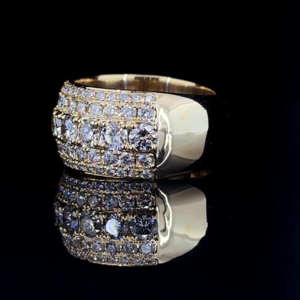 Royal Ice Luxury Multi Row Diamond Ring Made In 18/14/10 KT Gold Studded With Shinny Moissanite Diamonds For The Birthday Gift Unisex Ring