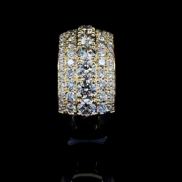 Royal Ice Luxury Multi Row Diamond Ring Made In 18/14/10 KT Gold Studded With Shinny Moissanite Diamonds For The Birthday Gift Unisex Ring
