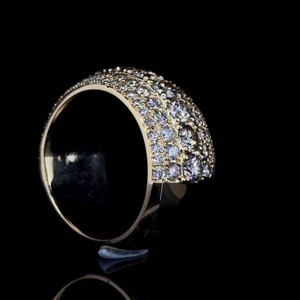 Royal Ice Luxury Multi Row Diamond Ring Made In 18/14/10 KT Gold Studded With Shinny Moissanite Diamonds For The Birthday Gift Unisex Ring