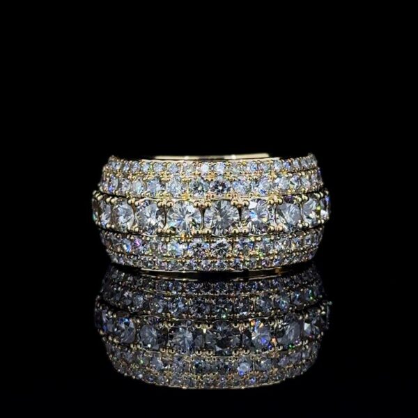 Royal Ice Luxury Multi Row Diamond Ring Made In 18/14/10 KT Gold Studded With Shinny Moissanite Diamonds For The Birthday Gift Unisex Ring