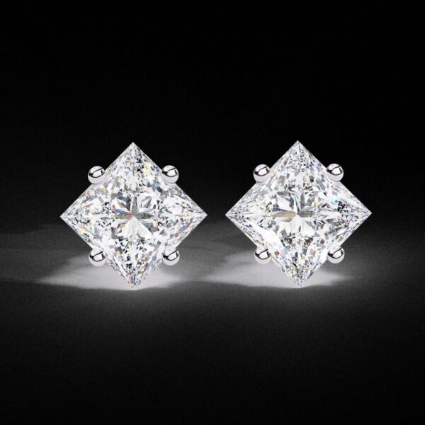Elegant 1 Ct Princess-Cut Diamond Stud Earrings Made In 18/14/10 KT Gold Studded With Certified Lab Diamonds For The Anniversary Gift