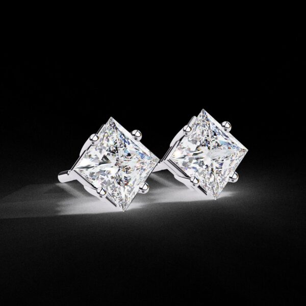 Elegant 1 Ct Princess-Cut Diamond Stud Earrings Made In 18/14/10 KT Gold Studded With Certified Lab Diamonds For The Anniversary Gift