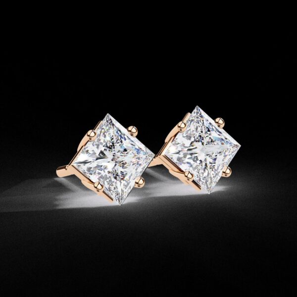 Elegant 1 Ct Princess-Cut Diamond Stud Earrings Made In 18/14/10 KT Gold Studded With Certified Lab Diamonds For The Anniversary Gift