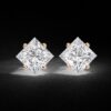 Elegant 1 Ct Princess-Cut Diamond Stud Earrings Made In 18/14/10 KT Gold Studded With Certified Lab Diamonds For The Anniversary Gift