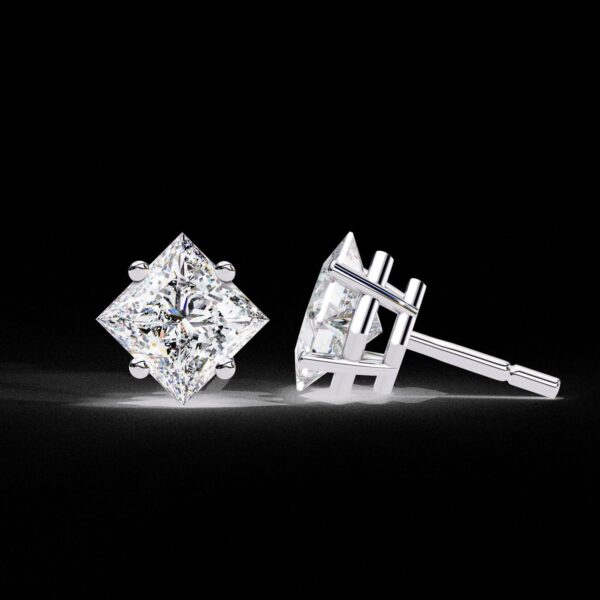 Elegant 1 Ct Princess-Cut Diamond Stud Earrings Made In 18/14/10 KT Gold Studded With Certified Lab Diamonds For The Anniversary Gift