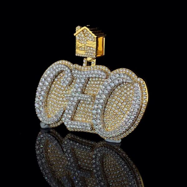 Iced Out Any Name Pendant Made In 18 / 14 / 10 KT Gold Embellished With Shinny Moissanite Diamonds For The Birthday Gift Unisex Gift