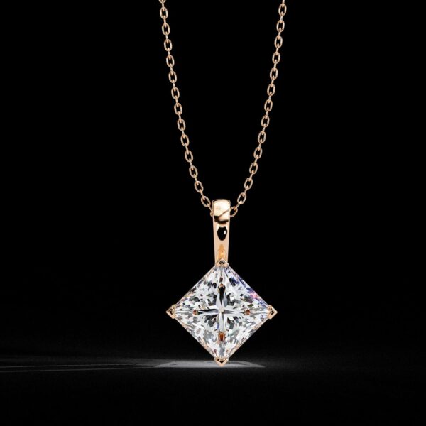 Elegant Sparkle 2 Ct Princess Diamond Pendant Made In 18/14/10 KT Gold Studded With Certified Lab Diamonds For The Anniversary Gift