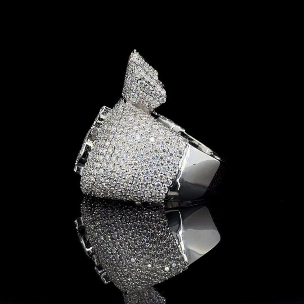 Iced Out Dollar Money Bag Ring Made In 18 / 14 / 10 KT Gold Embellished With Shinny Moissanite Diamonds For The Birthday Gift , Unisex Ring