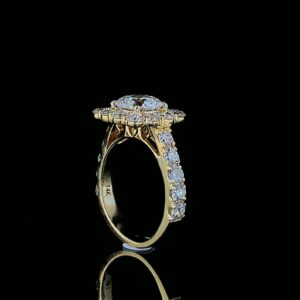 Iced Out Round Diamond Ring Made In 18 / 14 / 10 KT Gold Embellished With Shinny Moissanite Diamonds For The Wedding And Anniversary Gift