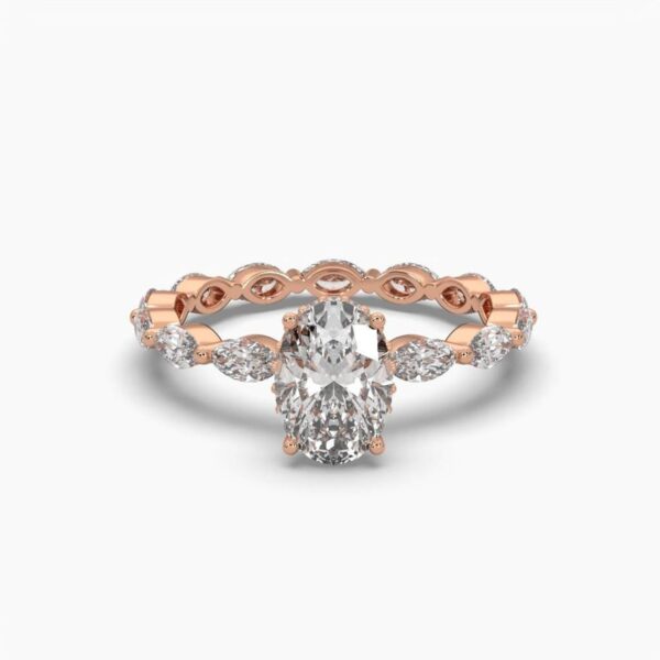 Beautiful Oval & Marquise Diamond Ring Made In 18/14/10 KT Gold Embellished With Certified Lab Diamonds For The Wedding And Anniversary Gift