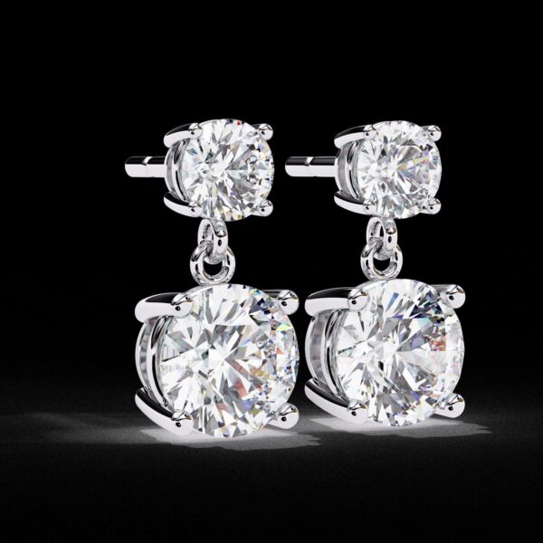 Brilliant 3 CT Round Diamond Drop Earrings Made In 18/14/10 KT Gold Studded With Certified Lab Diamonds For The Wedding And Anniversary Gift
