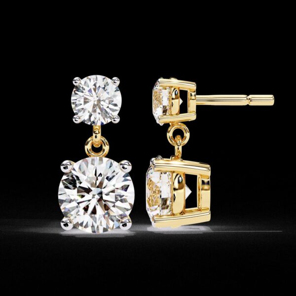 Brilliant 3 CT Round Diamond Drop Earrings Made In 18/14/10 KT Gold Studded With Certified Lab Diamonds For The Wedding And Anniversary Gift