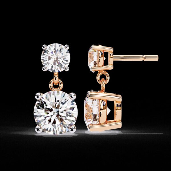 Brilliant 3 CT Round Diamond Drop Earrings Made In 18/14/10 KT Gold Studded With Certified Lab Diamonds For The Wedding And Anniversary Gift