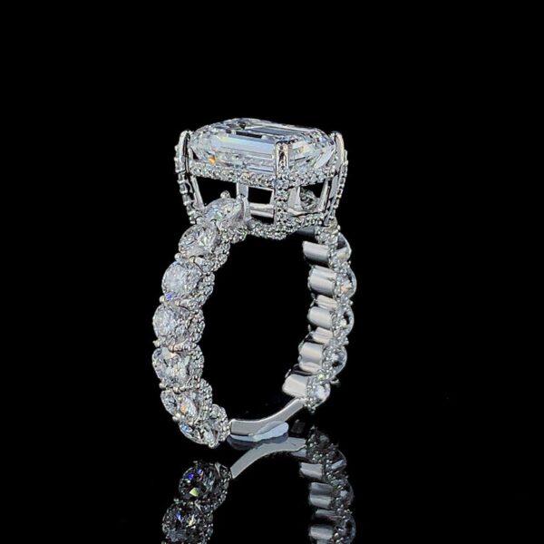Beautiful Emerald & Round Diamonds Ring Made In 18/14/10 KT Gold Embellished With Certified Lab Diamond For The Wedding And Anniversary Gift