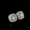 Dazzling Double Halo Bling Earrings Made In 18/14/10 KT Gold Studded With Shinny Moissanite Diamonds For The Birthday And Anniversary Gift