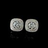 Luxury Double Halo Lab Diamond Stud Earrings Made In 18/14/10KT Gold Studded With Certified Lab Diamond For The Anniversary And Wedding Gift