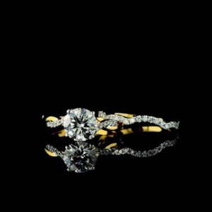 IcedOut Beautiful 1.5 Round Diamond Ring Set Made In 18/14/10 KT Gold Studded With Shinny Moissanite Diamond For The Wedding And Anniversary