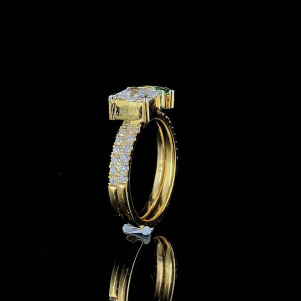 Luxury Green Pear & Princess Diamond Ring Combo Made In 18/14/10 KT Gold Studded With Certified Lab Diamonds For The Wedding Gift For Her