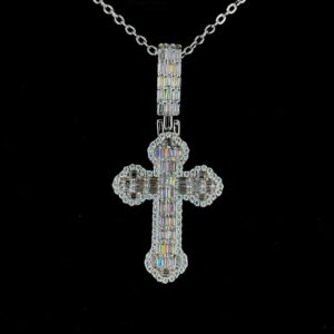 Iced Out Cross Pendant Made In 18 / 14 / 10 KT Gold Embellished With Shinny Moissanite Diamonds For The Birthday And Religious Gift