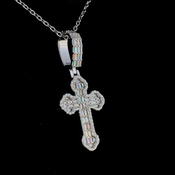 Iced Out Cross Pendant Made In 18 / 14 / 10 KT Gold Embellished With Shinny Moissanite Diamonds For The Birthday And Religious Gift