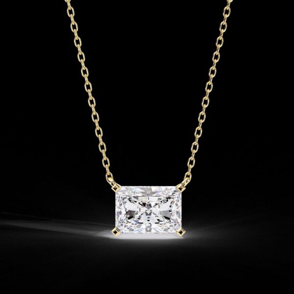 Elegant Radiant Cut Diamond Solitaire Pendant Made In 18 / 14 / 10 KT Gold Embellished With Certified Lab Diamonds For The Birthday Gift