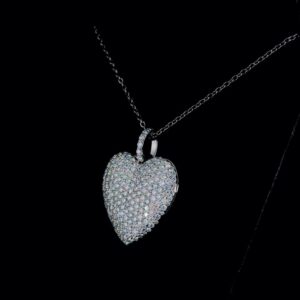 Personalized Photo Locket Heart Pendant Made In 18/14/10 KT Gold Embellished With Shinny Moissanite Diamond For The Loved Ones , Unisex Gift